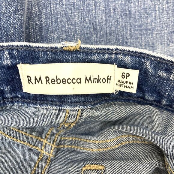 Rebecca Minkoff Jeans 6P Cropped Ankle High Rise Raw Slant Hem Blue Petite - Picture 12 of 14
